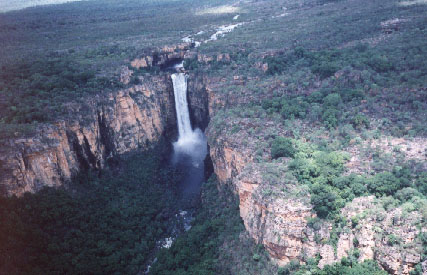 Jim Jim Falls, one of the many waterfalls filling Kakadu up like a bath