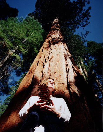 Anne with sequoia cone